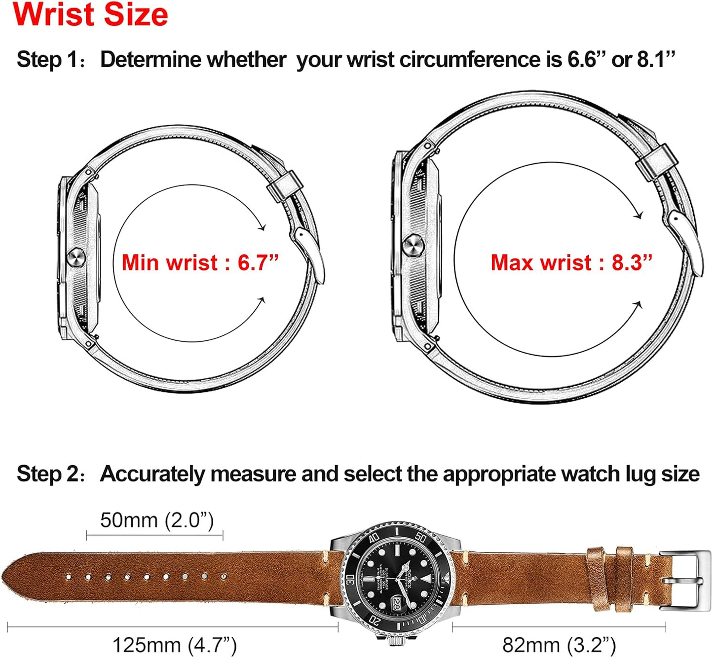 HOThemsut h Leather Watch Bands for Men, Horween Quick Release Leather Watch Strap Vintage Watch Replacement Wrap of 18mm, 20mm, 22mm