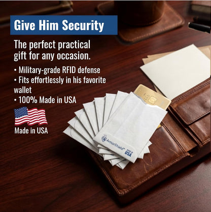 HOT10x RFID Blocking Credit Card"DuPont TYVEK" Sleeves for wallet or purse. Protect your debit cards, credit cards and IDs from identity theft skiming. | Blocks unauthorized RFID scans. Slim, waterproof, tearproof. 100% Made in USA.