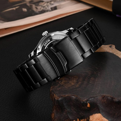 HOTWOCCI 20mm Heavy-duty Metal Watch Band for Men, 316L Stainless Steel, Double Locking Deployant Clasp (Black)