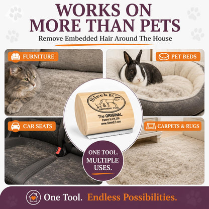 HOTSleekEZ Cat Brush for Shedding - Deshedding Brush for Cats - Patented Grooming Tool for Removing Loose Fur, Undercoat & Hair - Made in USA - Works on Short, Medium & Long Coats