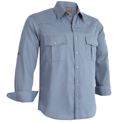 HOTCOEVALS CLUB Men's Western Pearl Snap Button Up Casual Cowboy Long Sleeve Two Pockets Work Shirts