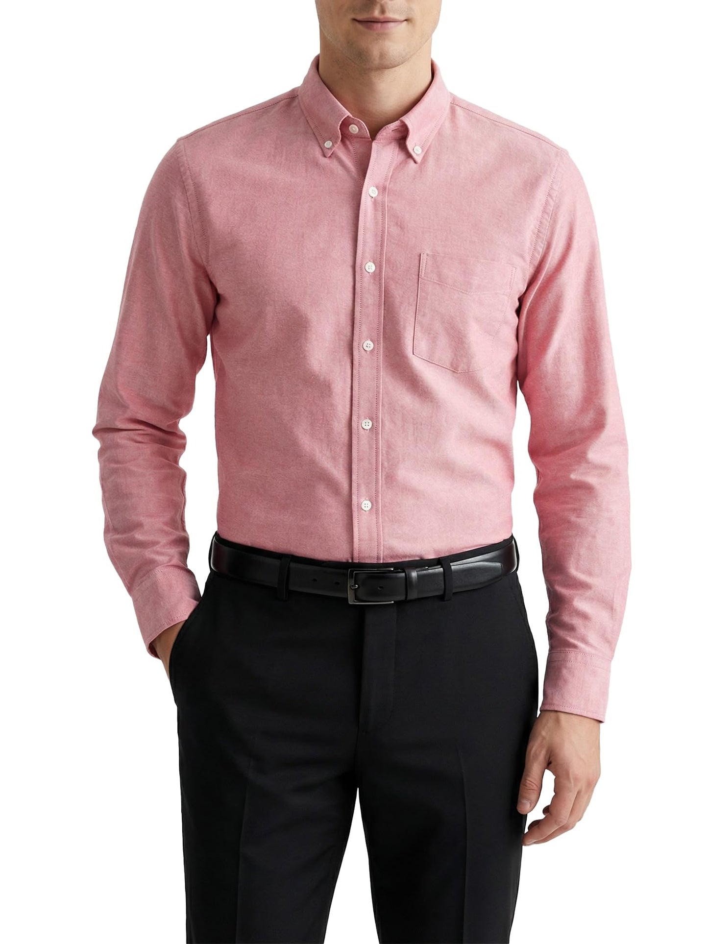 HOTCotton King Mens 100% Cotton Oxford Shirt Long Sleeve Dress Shirts for Men Button Down Work Casual Shirt with Pocket