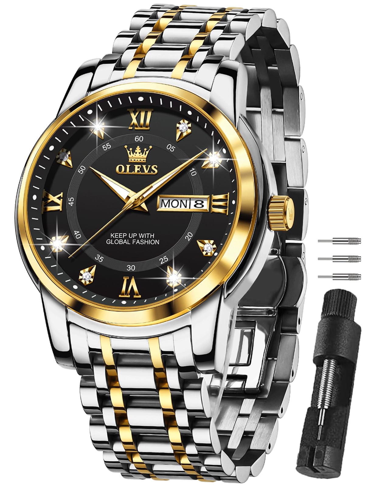 HOTOLEVS Men's Watch,Classic Silver Watches for Men, Waterproof Stainless Steel Roman Numbers Men's Watch Easy to Read