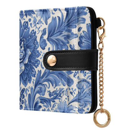 HOTElegant Peonies and Irises Rfid Women Wallet 1 Pack Cute Coin Purse PU Leather Small Wallets Credit Card Holder Bifold Zipper Thin Travel Wallet for Female Ladies Teen Girls Girly