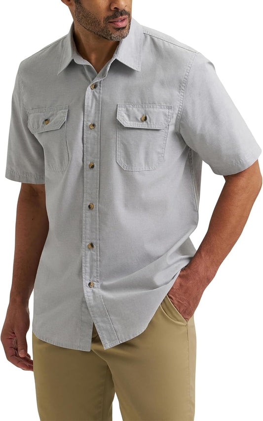 HOTWrangler Authentics Men's Short Sleeve Classic Woven Shirt