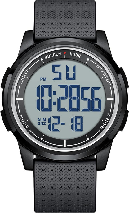 HOTGOLDEN HOUR Ultra-Thin Minimalist Sports Waterproof Digital Watches Men with Wide-Angle Display Rubber Strap Wrist Watch for Men Women