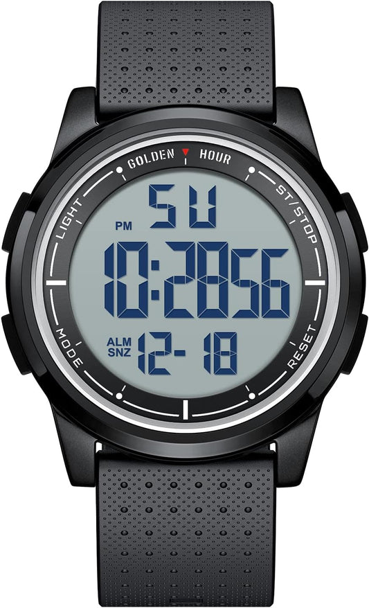 HOTGOLDEN HOUR Ultra-Thin Minimalist Sports Waterproof Digital Watches Men with Wide-Angle Display Rubber Strap Wrist Watch for Men Women