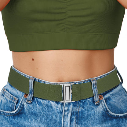 HOTNo Show Elastic Belts for Women with Invisible Flat Buckle Stretch Web Strap Belt for Jeans Pants Dresses