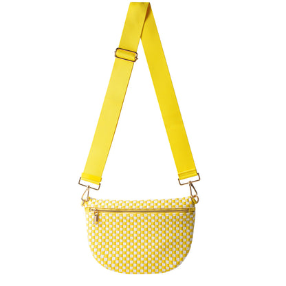 HOTWoven Crossbody Bag for Women, Checkered PU Bum Bag Sling Purse with Adjustable Strap for Travel, Festivals