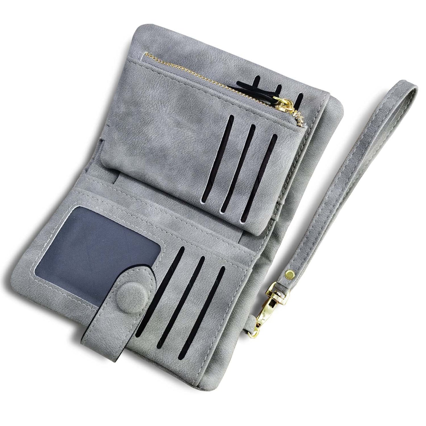 HOTAOXONEL Women's Small Bifold Leather wallet Rfid blocking Ladies Wristlet with Card holder id window Coin Purse