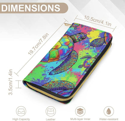 HOTWomen's Stylish Credit Card Wallet Cash Holder Organizer Slim Purse Watercolor Sea Turtle Long Wallets with Card Slots