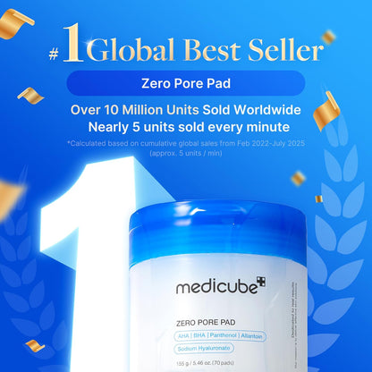 HOTmedicube Toner Pads Zero Pore Pad 2.0 | Dual-Textured Facial Pad for Exfoliation and Pore Care with 4.5% AHA Lactic Acid, 0.45% BHA Salicylic Acid | Ideal for All, Korean Skin Care, 70 Pads (1 Pack)