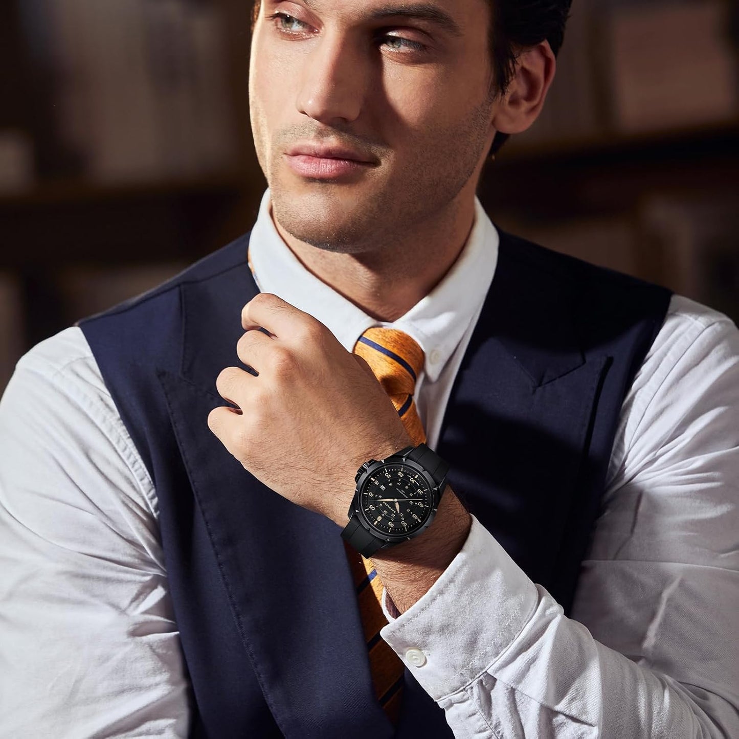 HOTSAPPHERO Mens Watch 50M Waterproof Luminous Quartz Analog Watches with Date Display Casual Stylish Work Business Classic Silicone Strap Men's Wrist Watches Elegant Gifts for Men