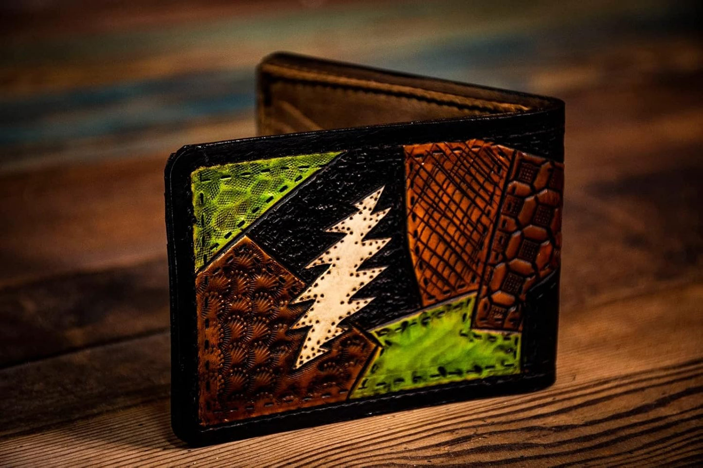 HOTTerrapin, Men's 3D Genuine Leather Wallet, Handmade wallet, Carved wallet, Tooled wallet, Airbrush Art, Bifold wallet, Custom wallet, Personalized wallet, A(33)
