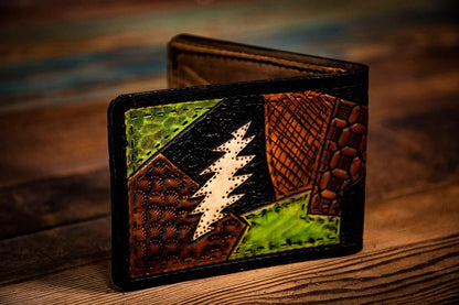 HOTTerrapin, Men's 3D Genuine Leather Wallet, Handmade wallet, Carved wallet, Tooled wallet, Airbrush Art, Bifold wallet, Custom wallet, Personalized wallet, A(33)