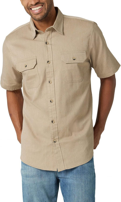 HOTWrangler Authentics Men's Short Sleeve Classic Woven Shirt