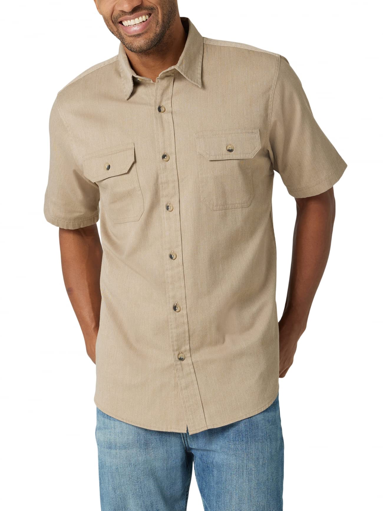 HOTWrangler Authentics Men's Short Sleeve Classic Woven Shirt