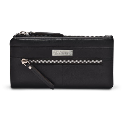 HOTVALENCHI Women's Leather Wallet - RFID Blocking Wallet - Ladies Clutch Hand Purse With Card Holder Slots (Cognac Vintage LW03)