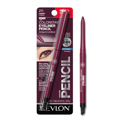 HOTRevlon ColorStay Pencil Waterproof Eyeliner, Smudge-Proof, Eye Makeup with Built-In Sharpener, Long-Lasting, Matte Finish, 201 Black, 2 pack