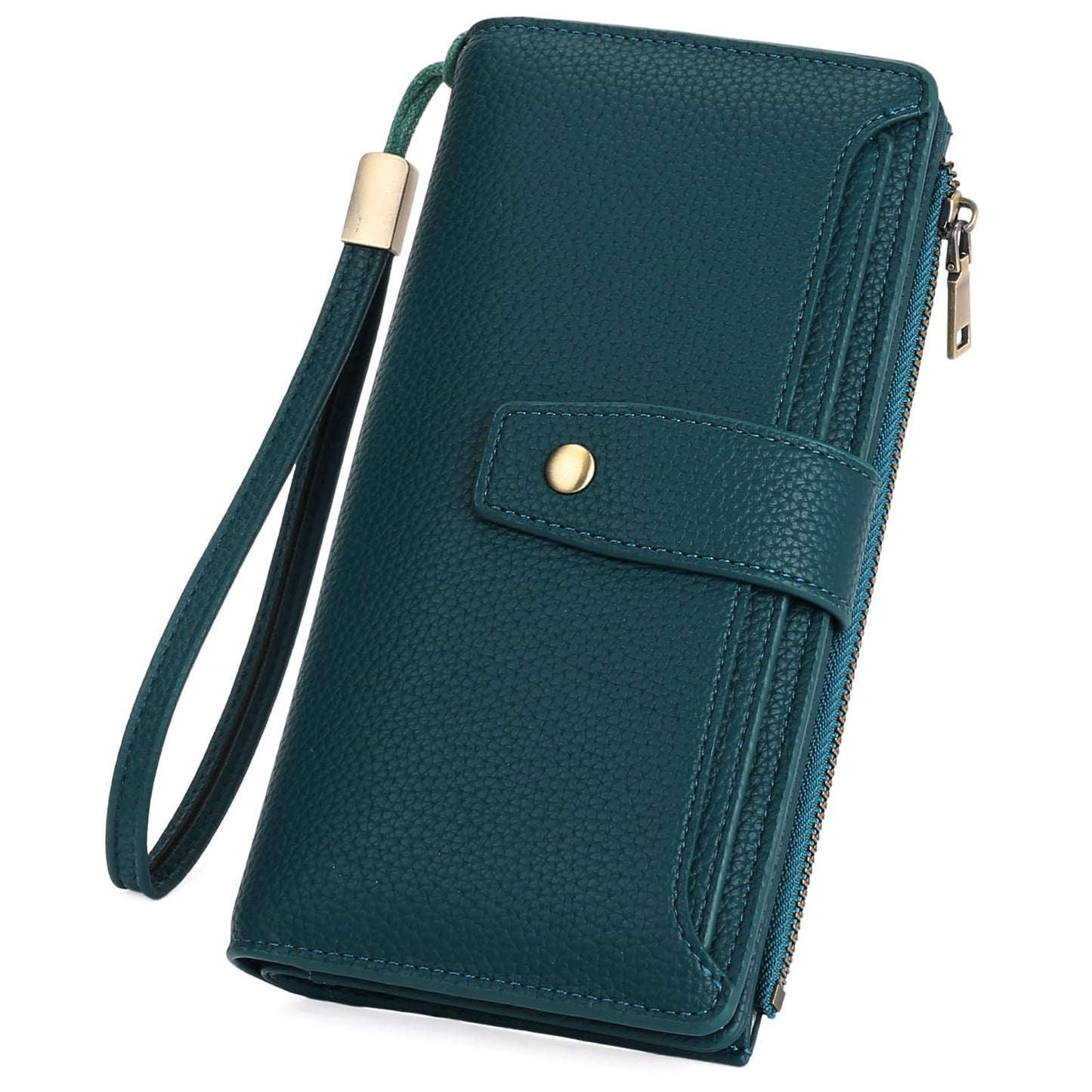 HOTGAEKEAO Womens Wallet RFID Blocking Large Capacity Vegan Leather Card Holder Wristlet Clutch with 32 Card Slots 4 ID Windows