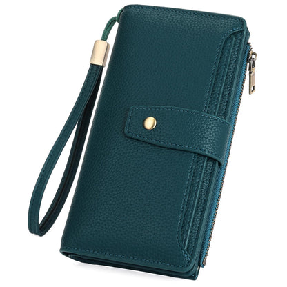 HOTGAEKEAO Womens Wallet RFID Blocking Large Capacity Vegan Leather Card Holder Wristlet Clutch with 32 Card Slots 4 ID Windows
