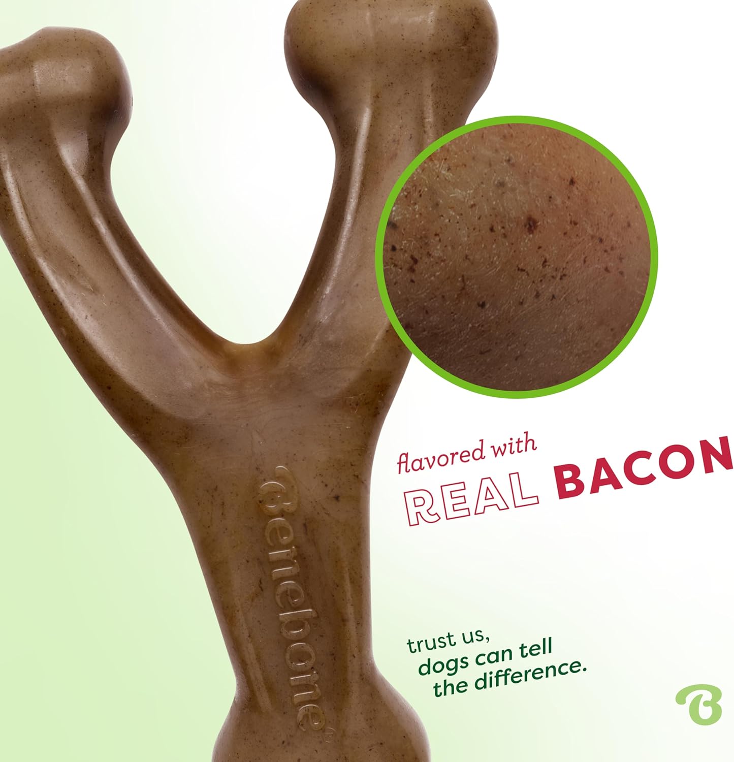 HOTBenebone Wishbone Durable Dog Chew Toy for Aggressive Chewers, Real Bacon, Made in USA, Medium