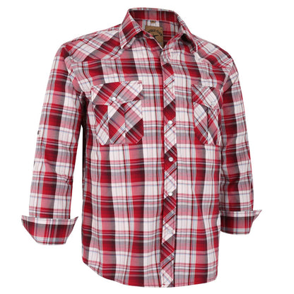 HOTCOEVALS CLUB Men's Western Pearl Snap Button Up Casual Cowboy Long Sleeve Two Pockets Work Shirts