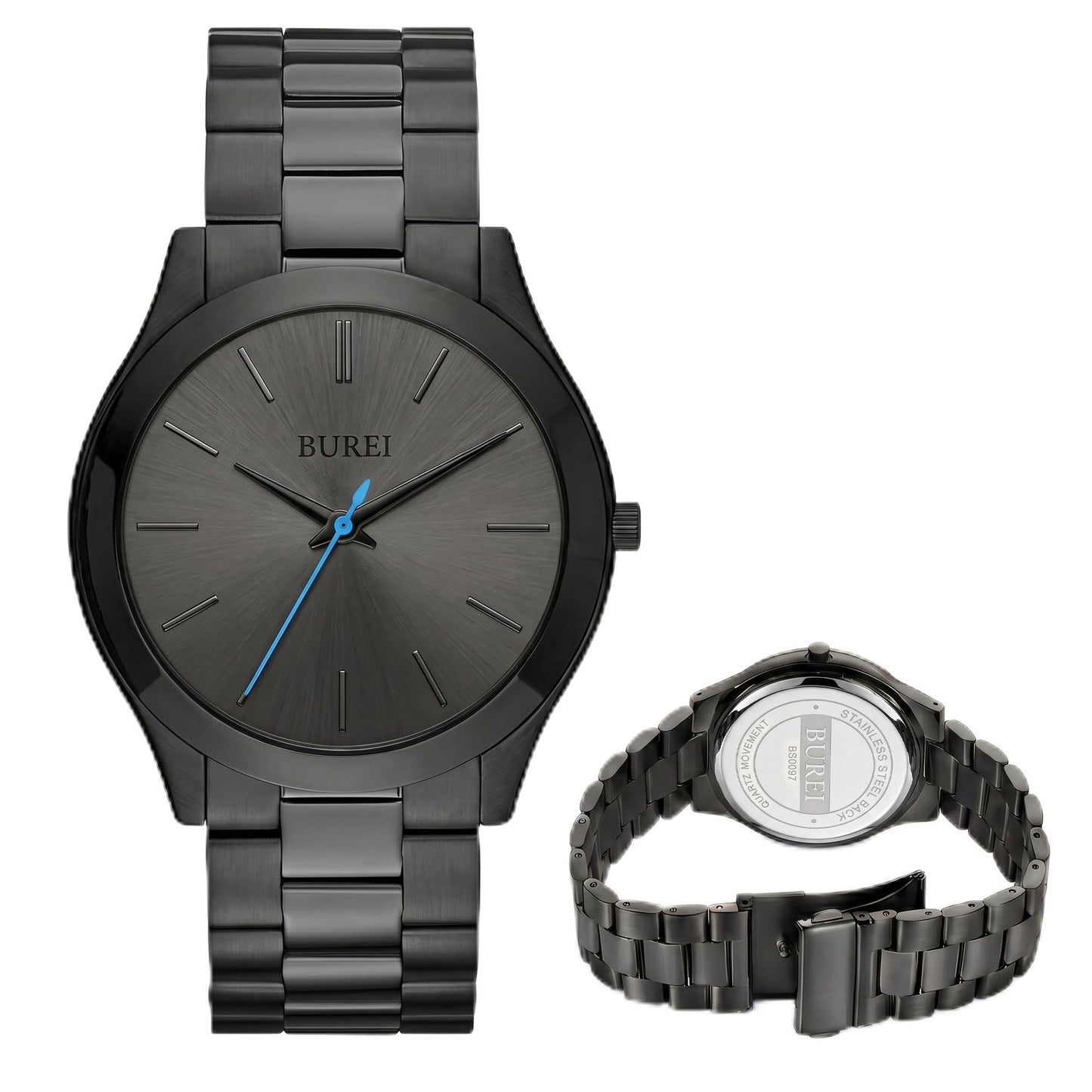 HOTBUREI Men's Wrist Watch, Analog Stainless Steel Dress Waterproof Quartz Watch for Men with Japanese Movement,Refined Gifts for Men, Boyfriend, Husband, Dad