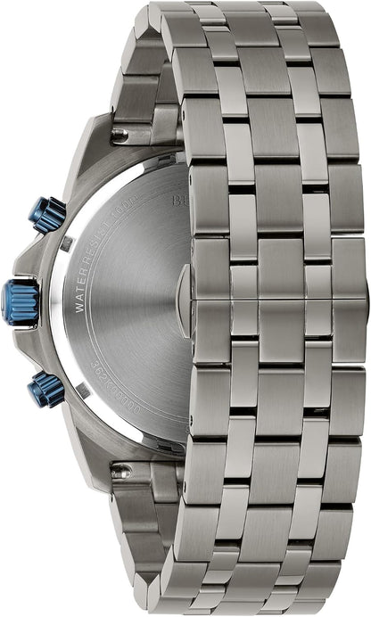 HOTBulova Men's Marine Star 'Series A' Gray IP Stainless Steel with Blue Accents Chronograph Quartz Watch, 4mm Style: 98B411