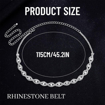 HOTAbien Rhinestone Belts for Women Silver Chain Belt Crystal Waist Belt Sparkle Thin Belts for Dresses