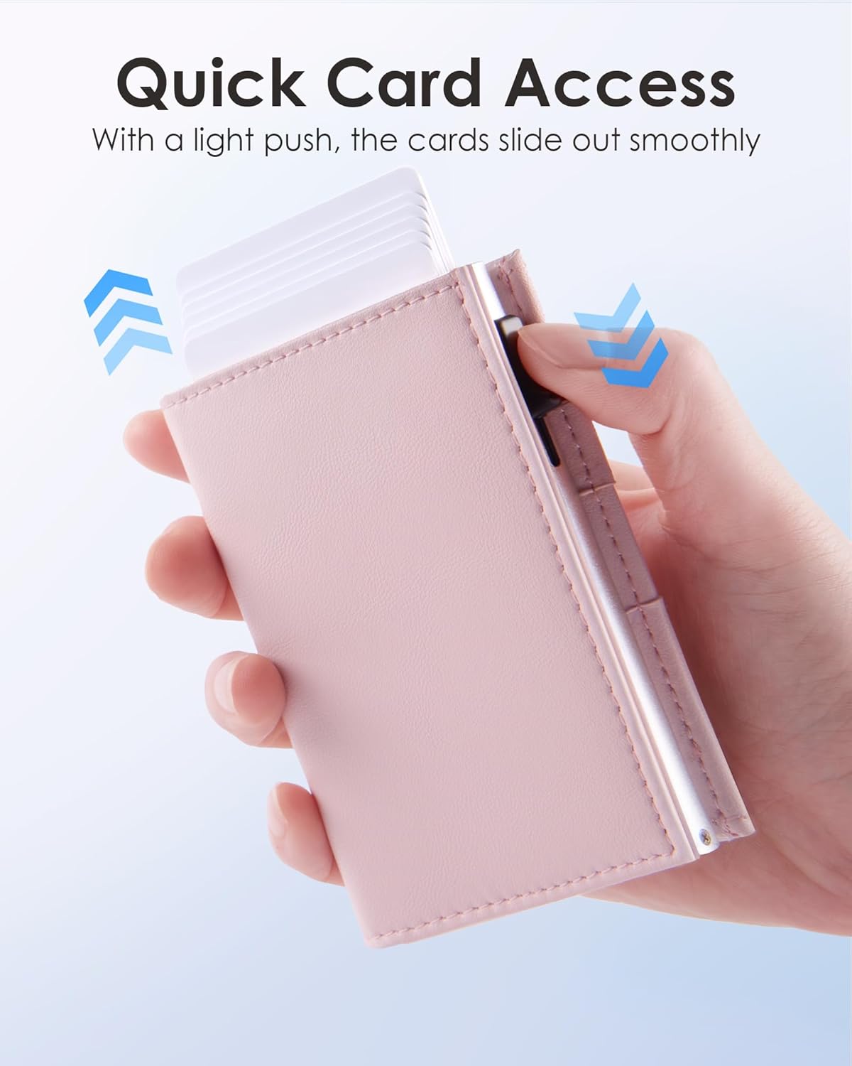 HOTQLD RFID Wallet Women - Small Slim Trifold Wallet Anti-Theft Pop up Card Holder, Minimalist, Ultra Thin, Front Pocket, Premium Leather, 9-11 Cards Capacity | ID Window | Cash Slot