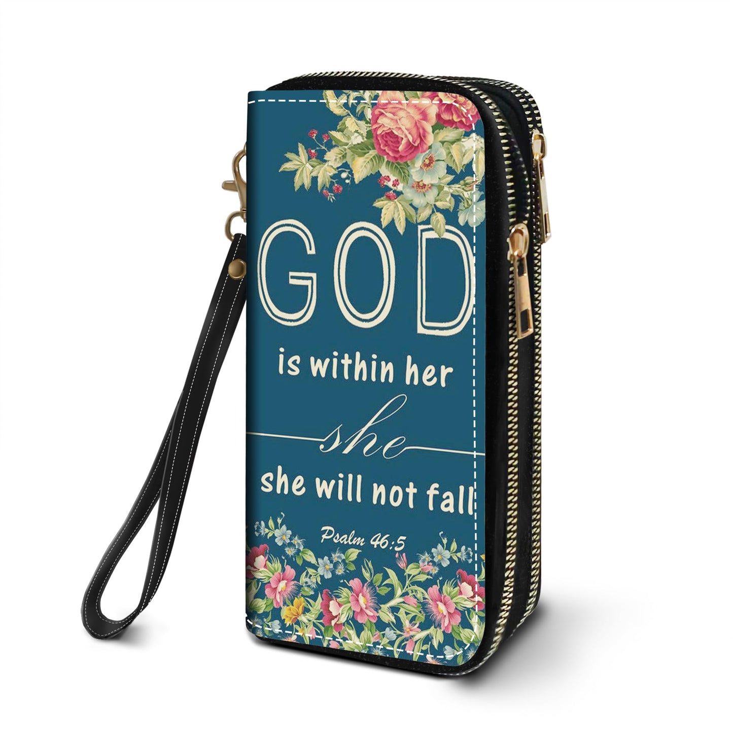HOTWomen's Large Capacity Wallet PU Leather Double Zipper Clutch Purse Multifunctional Wallet with Removable Wristlet Strap for Smart Phone/Coin/Card/Cash, Flower Butterfly
