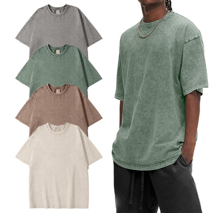HOTEiscntd Mens Oversized T-Shirts Heavyweight Cotton Vintage Unisex Baggy Tee