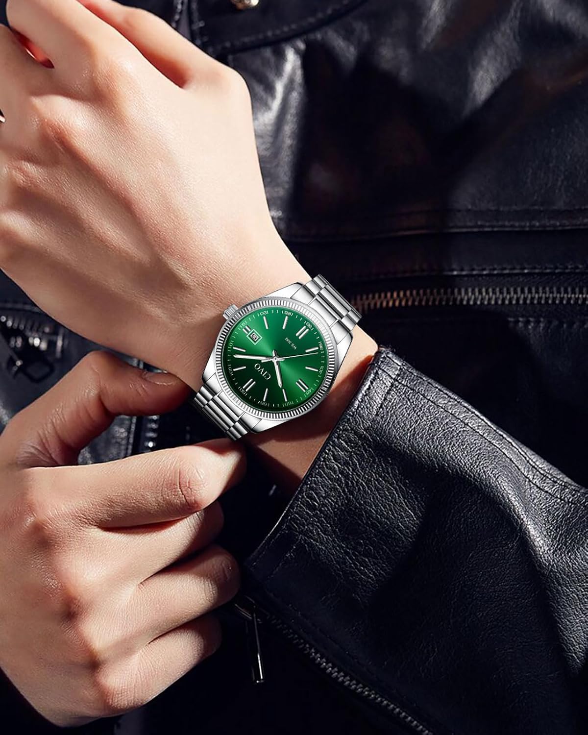 HOTCIVO Analog Mens Watches Silver: Wrist Watches with Date Easy to Read | Dress Stainless Steel Watch for Men, Gifts for Husband Father at Birthday Anniversary
