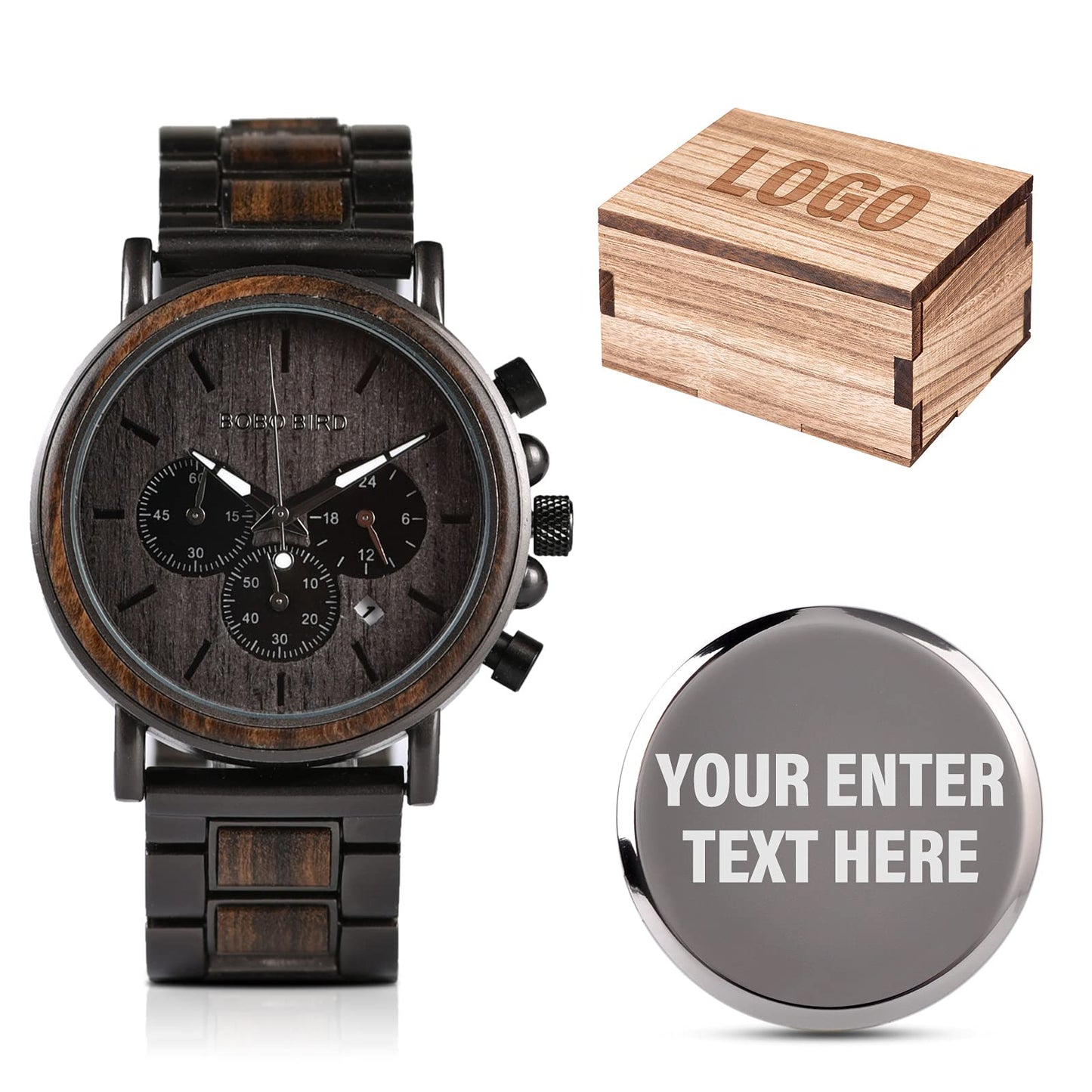 HOT2win Engraved Wooden Watch for Boyfriend My MAN Fiancé Husband Customized Personalized Wood Watches for Men Birthday Anniversary Personalized Watch