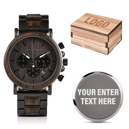 HOT2win Engraved Wooden Watch for Boyfriend My MAN Fiancé Husband Customized Personalized Wood Watches for Men Birthday Anniversary Personalized Watch