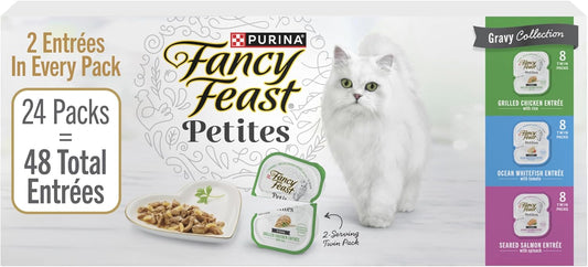HOTPurina Fancy Feast Gourmet Wet Cat Food Variety Pack, Petites Gravy Collection, break-apart tubs, 48 servings - (Pack of 24) 2.8 oz. Tubs