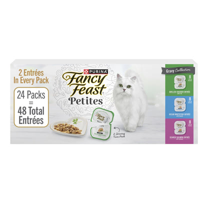 HOTPurina Fancy Feast Gourmet Wet Cat Food Variety Pack, Petites Gravy Collection, break-apart tubs, 48 servings - (Pack of 24) 2.8 oz. Tubs