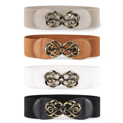 HOTJASGOOD Women Stretchy Belts for Dresses Vintage Elastic Wide Waist Belts 4 Pack 2.36" Wide