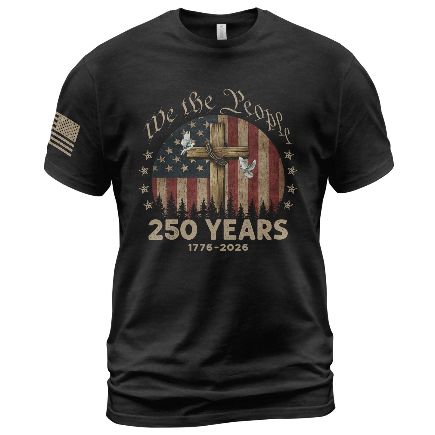 HOT250 Anniversary USA Shirt, Christian Shirts for Men | Celebrate your faith and American pride with our unique collection of cross-themed apparel and 250th anniversary shirts