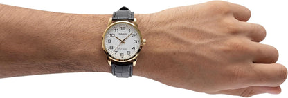 HOTCasio Men's MTPV001GL-7B Black Leather Quartz Watch