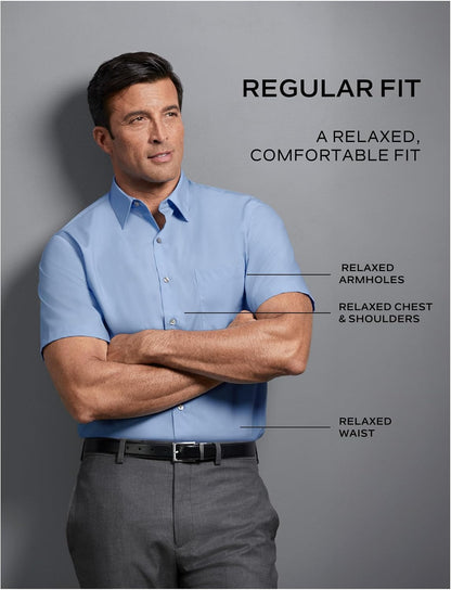 HOTVan Heusen Men's Short Sleeve Dress Shirt Regular Fit Poplin Solid