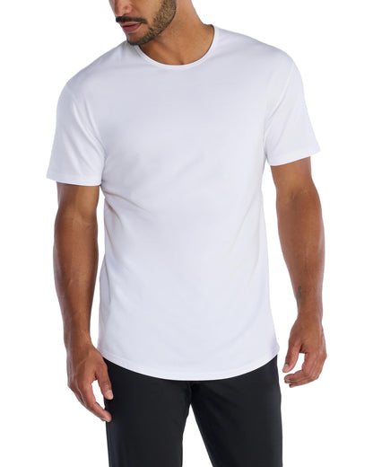 HOTBYLT Mens Drop-Cut Men's T Shirt, Slim Fit Plain Tshirts for Men, Drop Cut Basic Crewneck Tee, Wrinkle Resistant, Stretch Fit