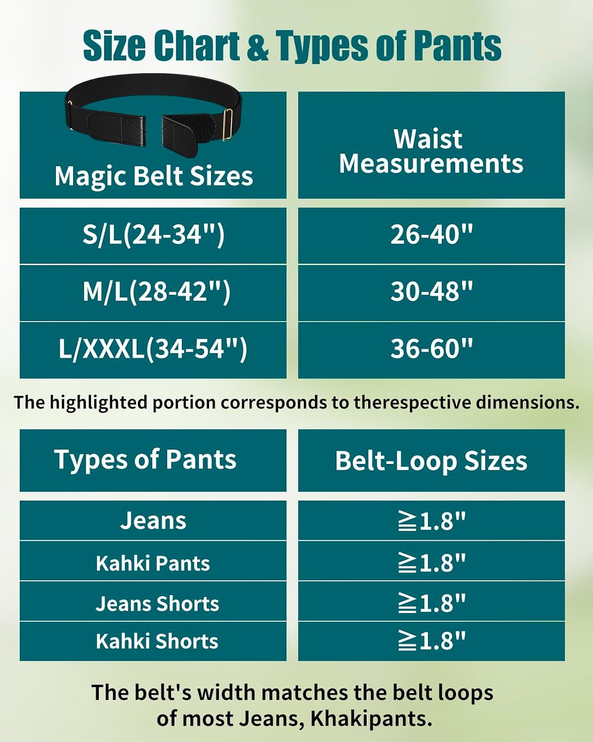 HOTMagic Buckleless Men's Stretch Belts: Comfort Revolution- Hook-Loop Adjustable No Buckle Elastic Belt for Jeans Khaki, 32-48"