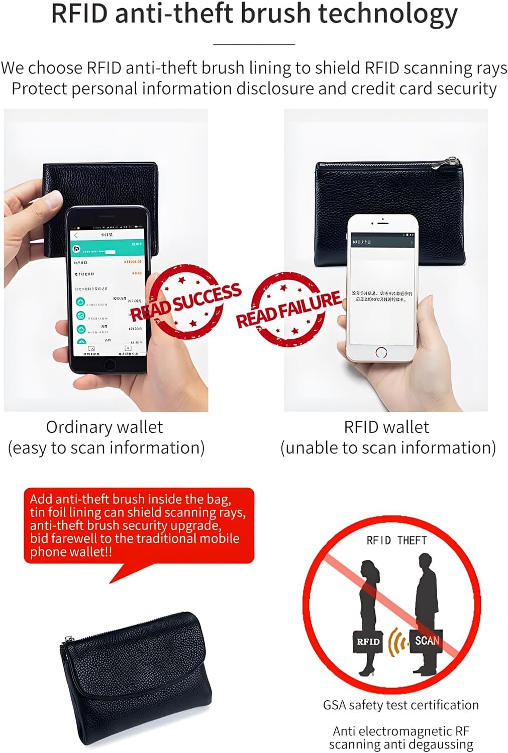 HOTGenuine Leather Wallet for Women, Slim RFID Clutch with Coin Pocket, Soft Pebble Short Card Holder ID Case 5.3in (Red)