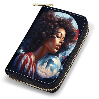 HOTCredit Card Holder Wallets for Women, RFID Blocking Small Leather Card Case Wallet with Zipper Accordion Wallets, Floral Quote Bible Verse Psalm 46:10