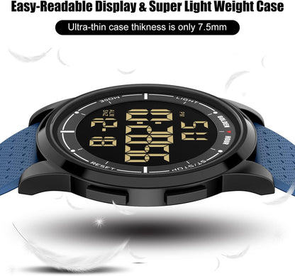 HOTGOLDEN HOUR Ultra-Thin Minimalist Sports Waterproof Digital Watches Men with Wide-Angle Display Rubber Strap Wrist Watch for Men Women