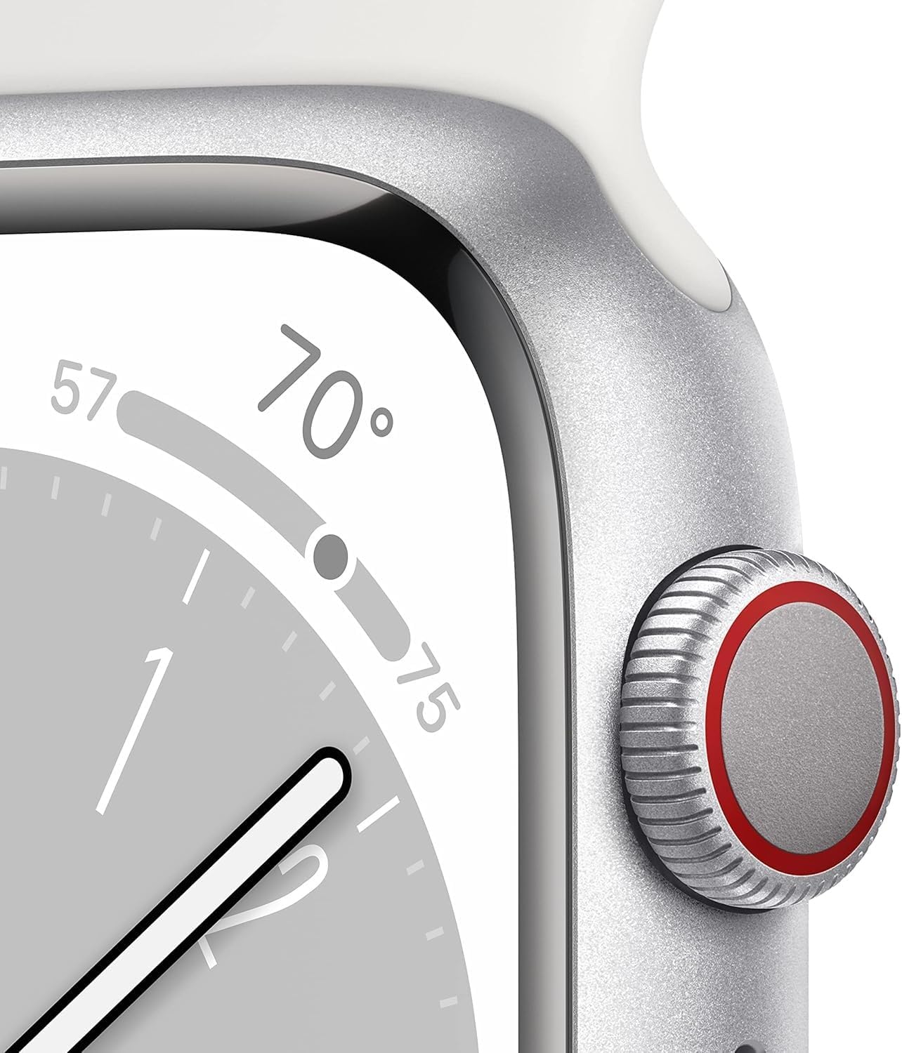 HOTApple Watch Series 8 (GPS + Cellular, 41mm) - Silver Stainless Steel Case with White Sport Band M/L (Renewed)