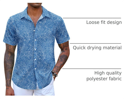 HOTCOOFANDY Mens Hawaiian Shirts Short Sleeve Button Down Aloha Shirt Casual Beach Clothes