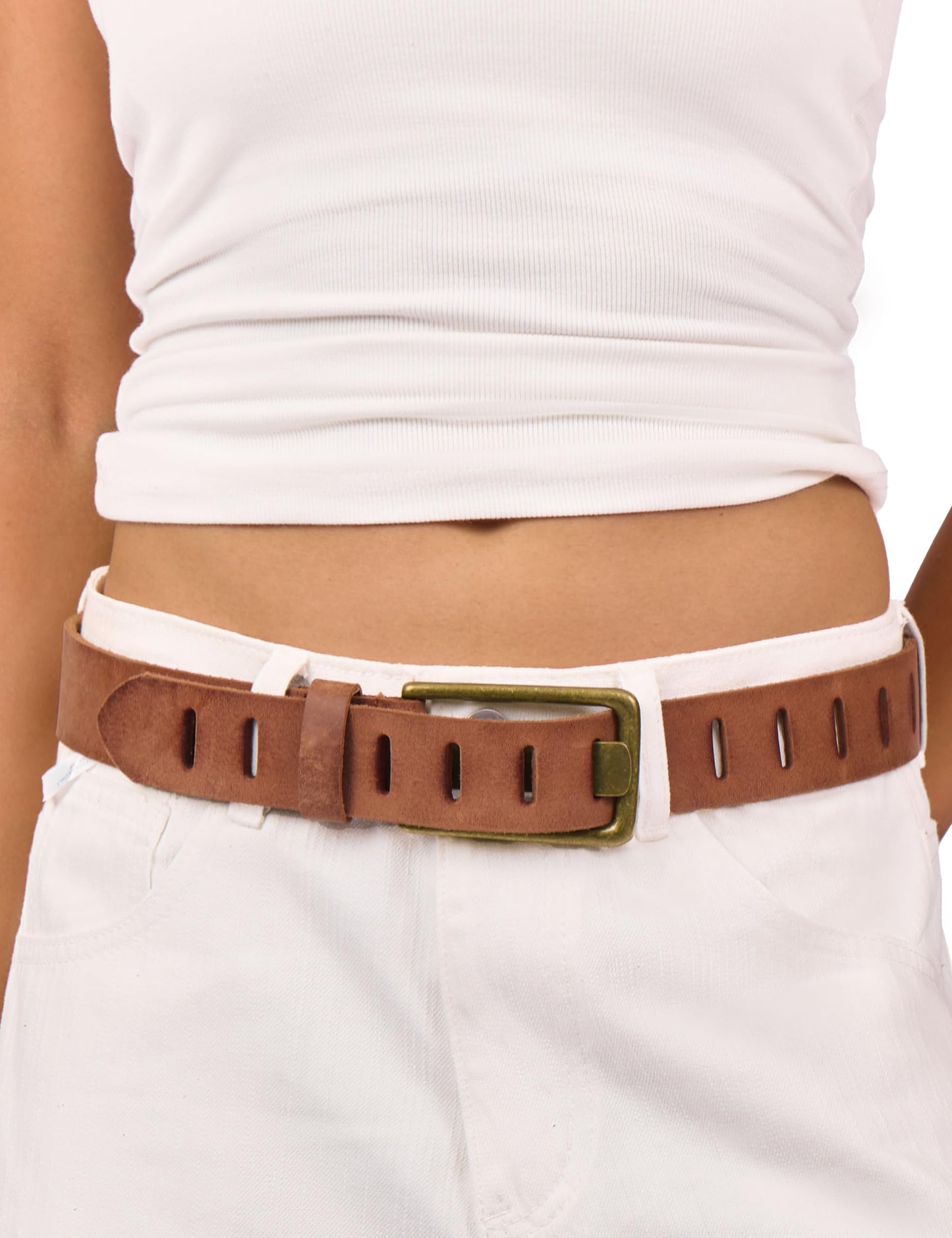 HOTWomens Genuine Leather Belt for Jeans Pants Width 1.57" Western Cowgirl Wide Belts for Ladies with Gift Box